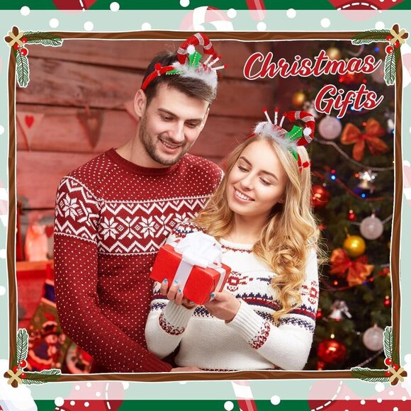 Christmas Candy Cane Headbands Set 4 Women Girls Holiday Party Accessory main image 7